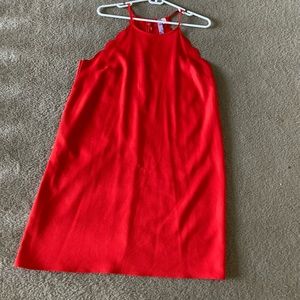 Red Scalloped Mini Dress